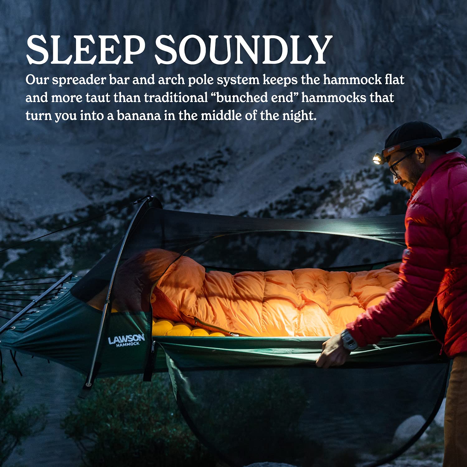 Lawson Hammock Blue Ridge Camping Hammock - Portable Lightweight 2-in-1 Hammock Tent for Backpacking, Hiking & Outdoor Adventures - Perfect for Camping, Backyard Relaxation & Travel