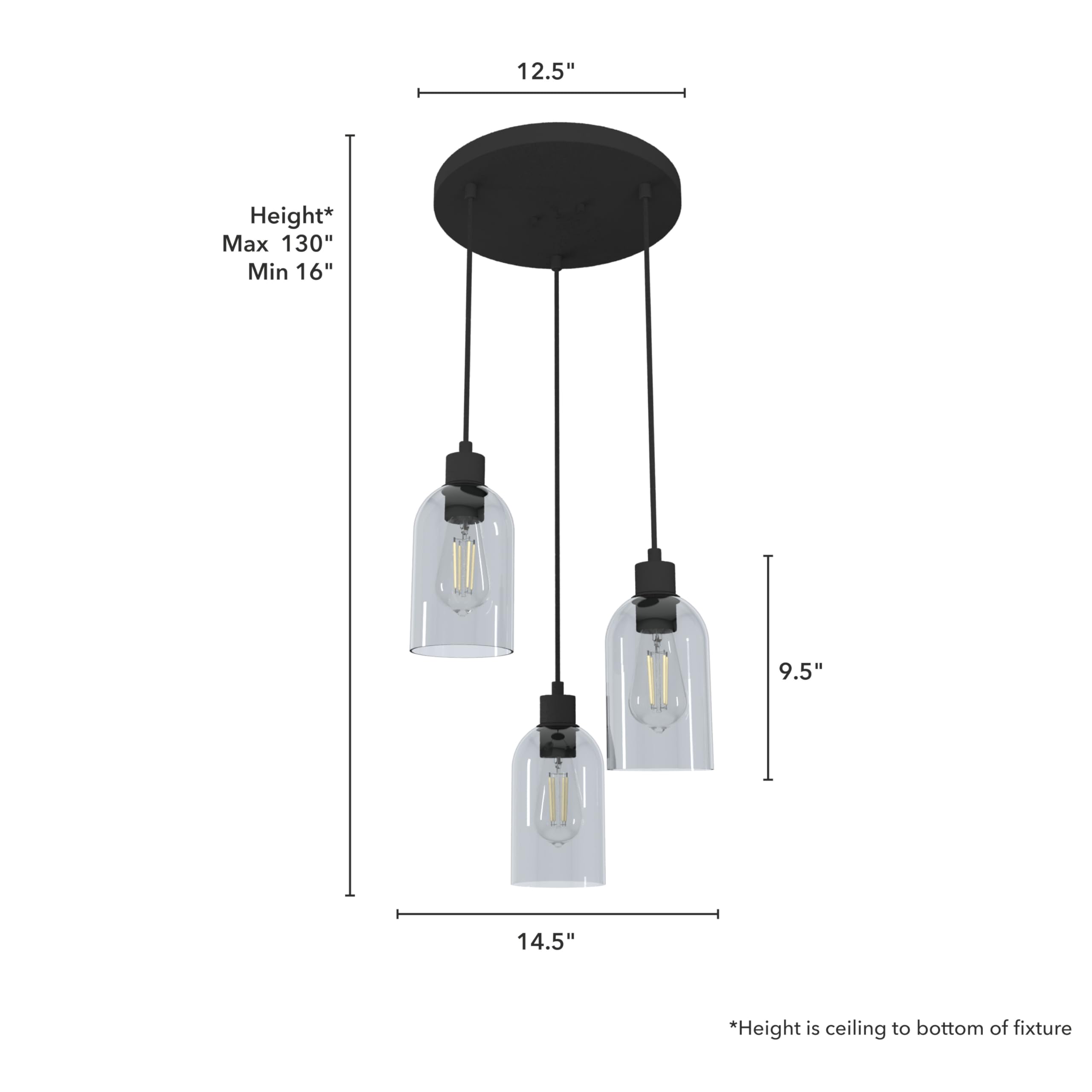 Hunter Fan Company 19719 Lochemeade 5-Light Cluster Pendant Ceiling Light Fixture - Natural Iron Finish - Perfect for Dining Room, Kitchen Island or Entryway Lighting