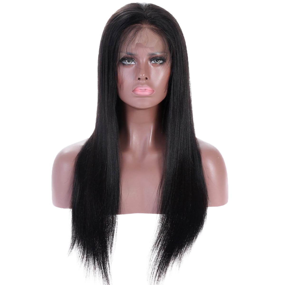 Premium 360 Lace Front Wig - Brazilian Remy Human Hair Yaki Straight 18 Inch with Pre-Plucked Hairline | Natural Looking Wigs for Women | Perfect for Daily Wear, Parties & Special Occasions
