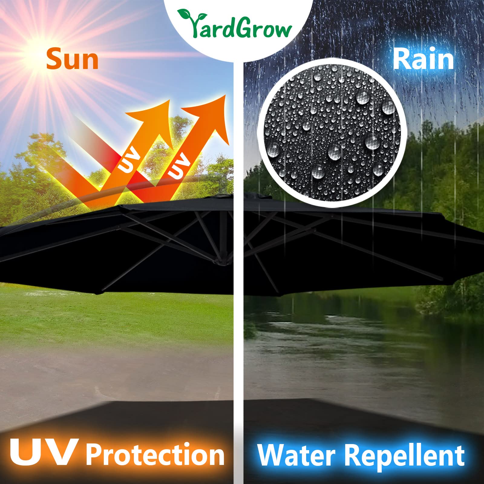 YardGrow 10ft 8 Ribs Cantilever Umbrella Canopy Replacement - Outdoor Patio, Garden, Poolside Shade Cover (Frame Not Included) - Perfect for Backyard, Deck, and Beach Use