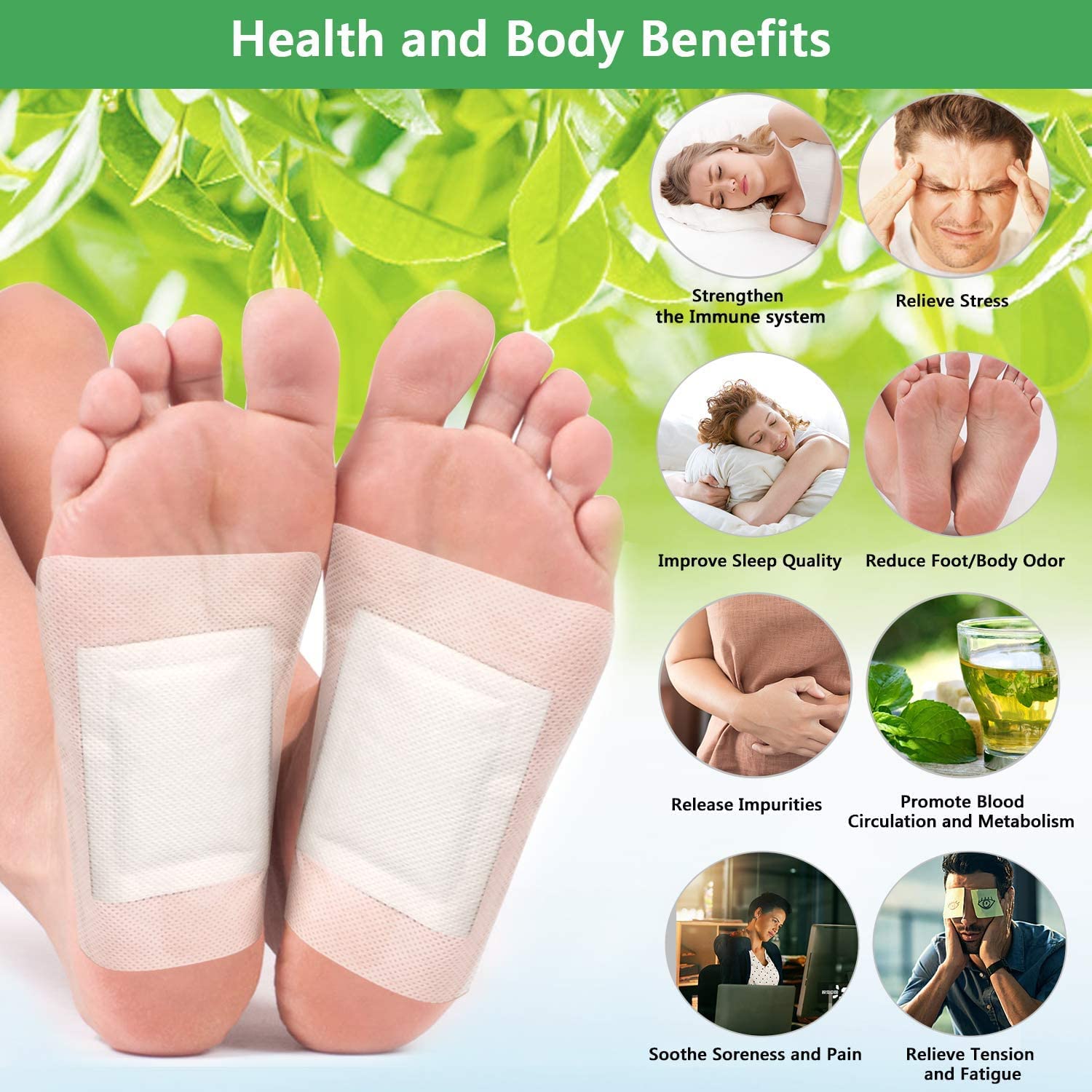Premium Detox Foot Pads for Cleansing & Toxin Removal - Natural Stress Relief & Better Sleep - 10 Pack for Men & Women - Perfect for Post-Workout Recovery & Nighttime Relaxation