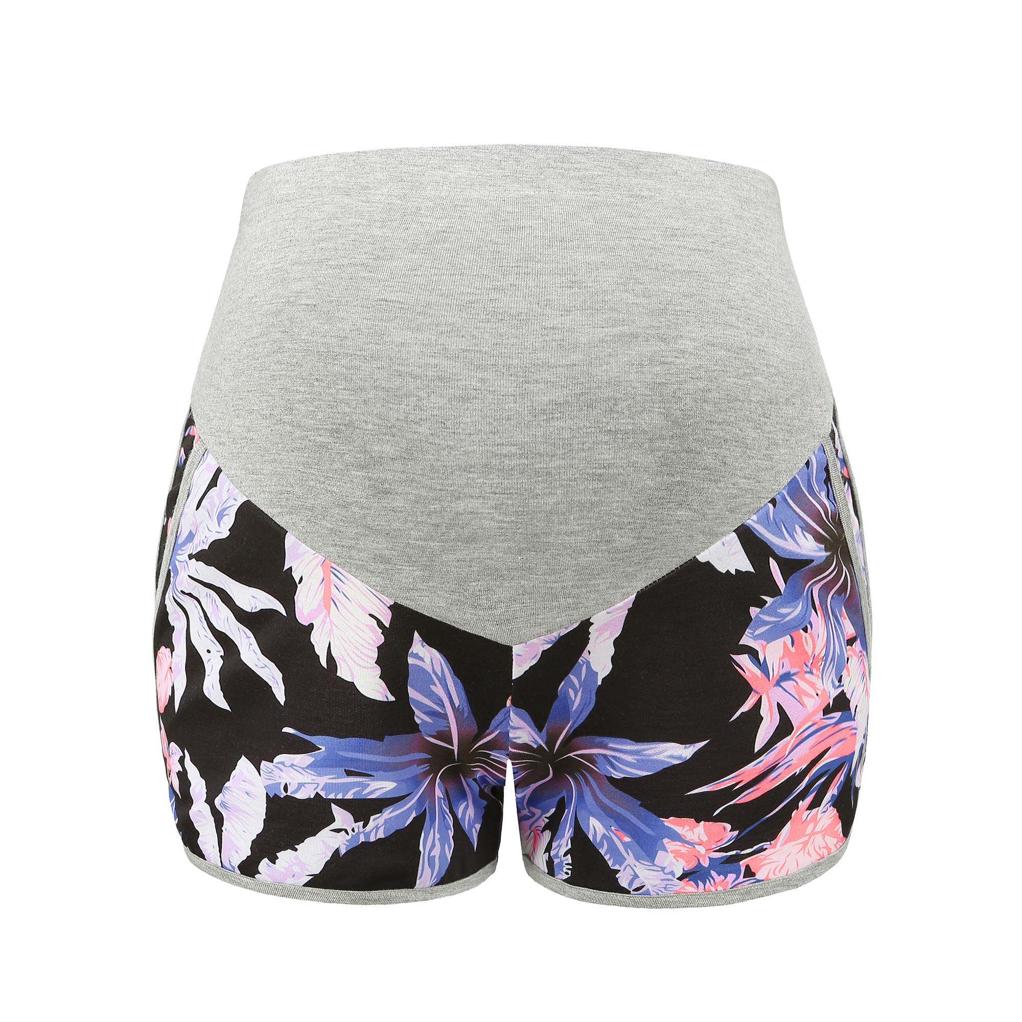 FitGlam Women's Maternity Shorts - Over Belly Pregnancy Lounge, Workout & Sleep Shorts with Pockets - Comfortable for Yoga, Running & Relaxing at Home