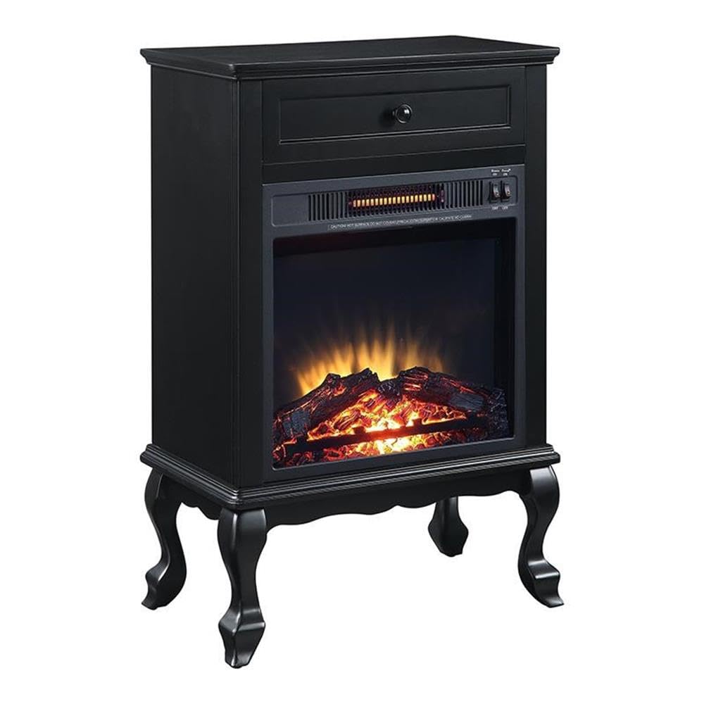 Acme Eirene Black Wooden 1-Drawer Fireplace - Perfect for Living Room, Bedroom & Office Decor