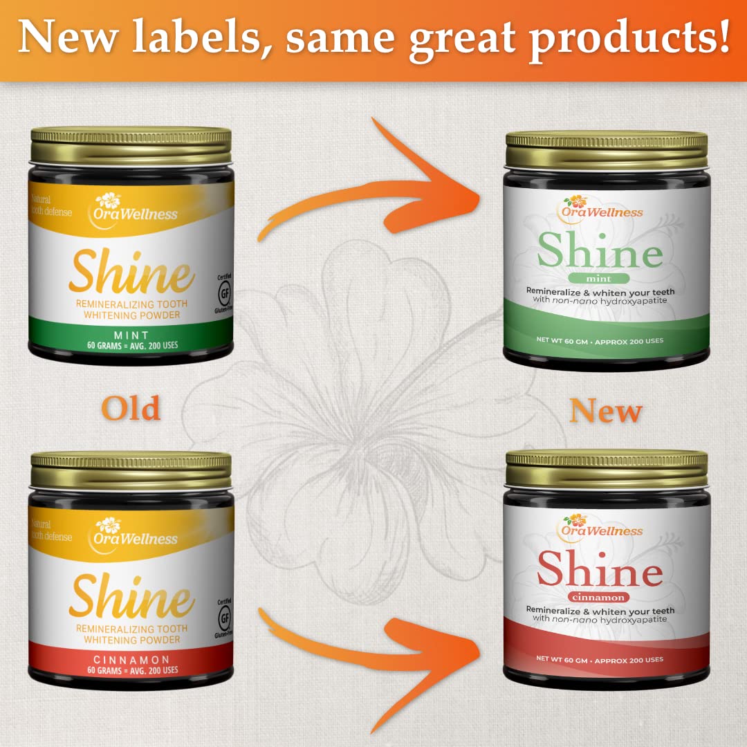 OraWellness Shine Natural Teeth Whitening Powder - Remineralizing Mint Flavor, Nut-Free Organic Toothpaste Alternative | Safe for Sensitive Teeth, Whitening & Fresh Breath | Perfect for Travel, Home & Daily Oral Care