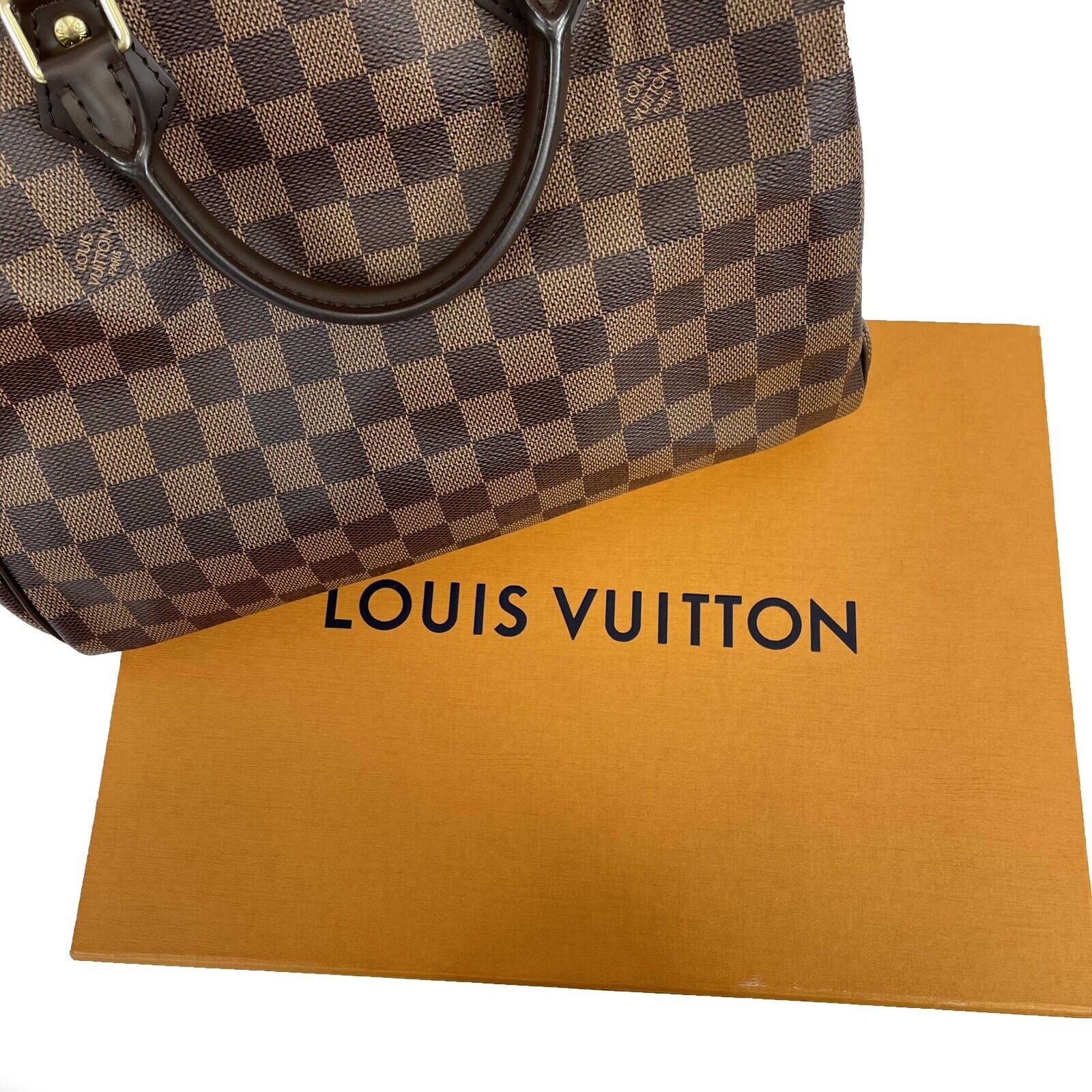 Authentic Louis Vuitton Damier Ebene Speedy 30 Brown Leather Top Handle Bag - Luxury Shoulder Tote for Women, Perfect for Work, Travel & Everyday Use