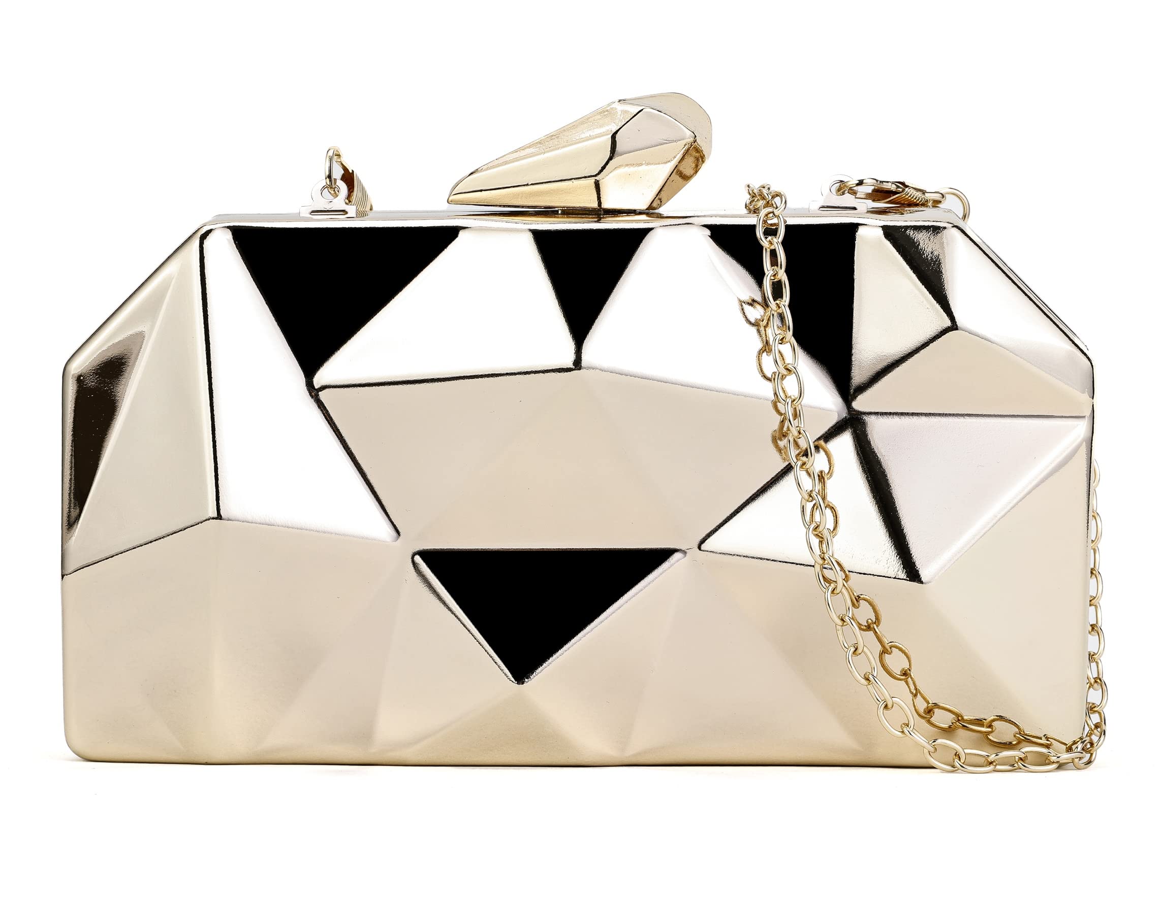 Stylish Geometric Evening Handbags for Women - Crossbody & Metal Clutch Purse with Chain - Perfect for Parties, Weddings & Night Out Events