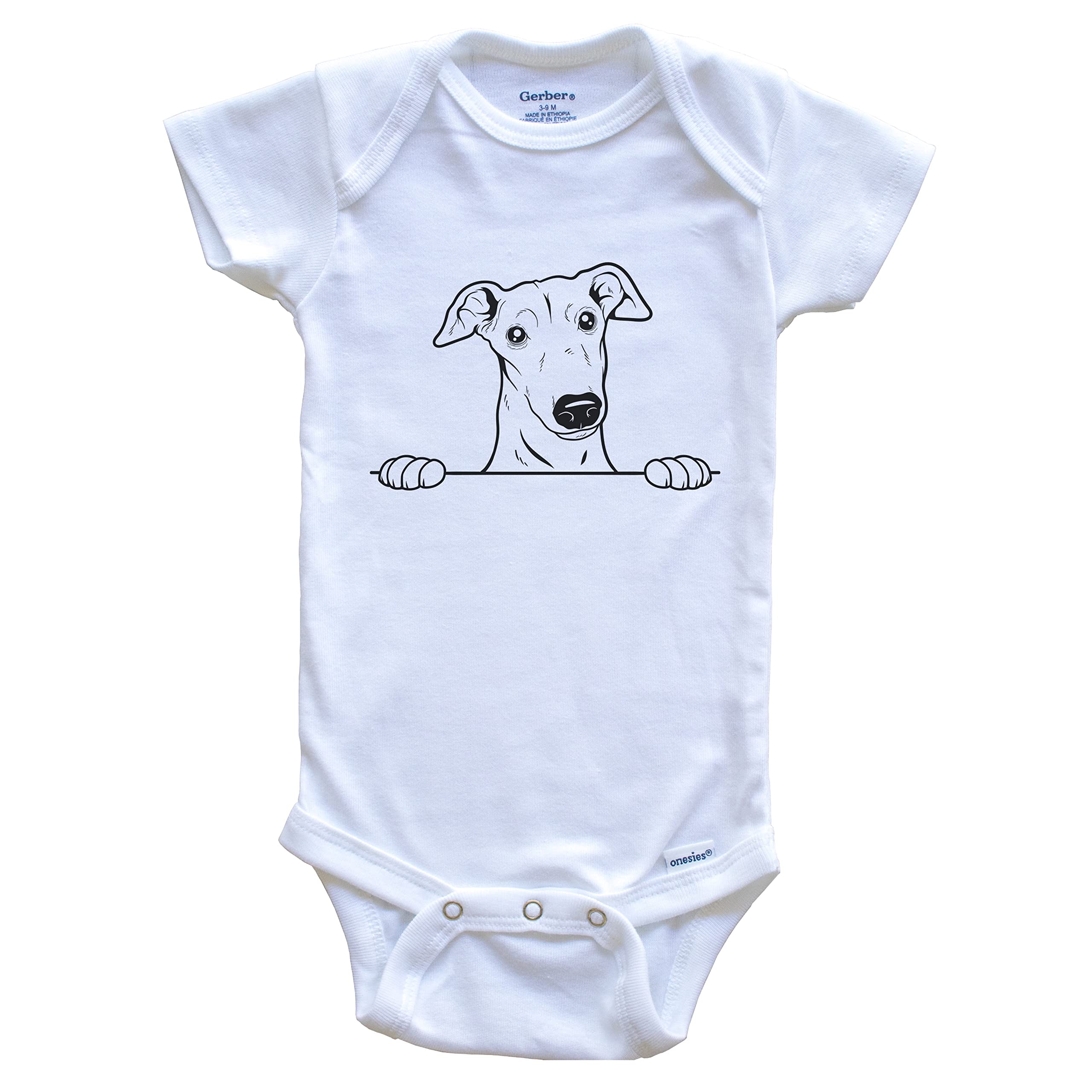 Cute Greyhound Dog Breed Drawing One-Piece Baby Bodysuit - Perfect for Playtime, Photo Shoots & Gifts