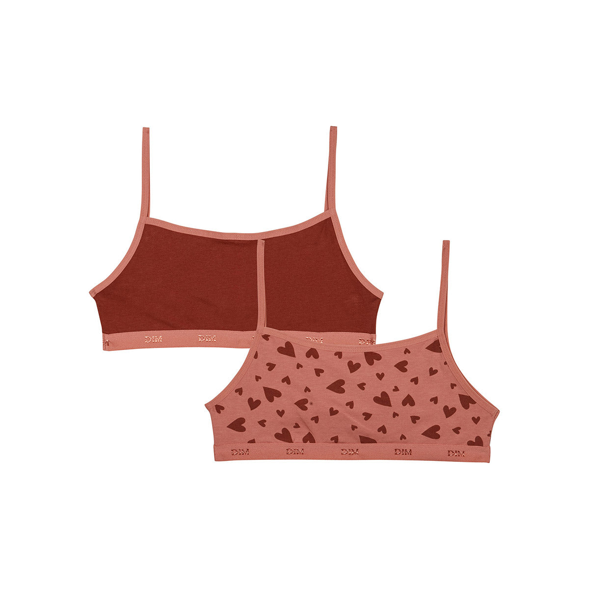 2 Pack Stretchy Cotton Bralettes with Heart Print - Comfortable & Breathable for Everyday Wear, Sleep, and Lounge