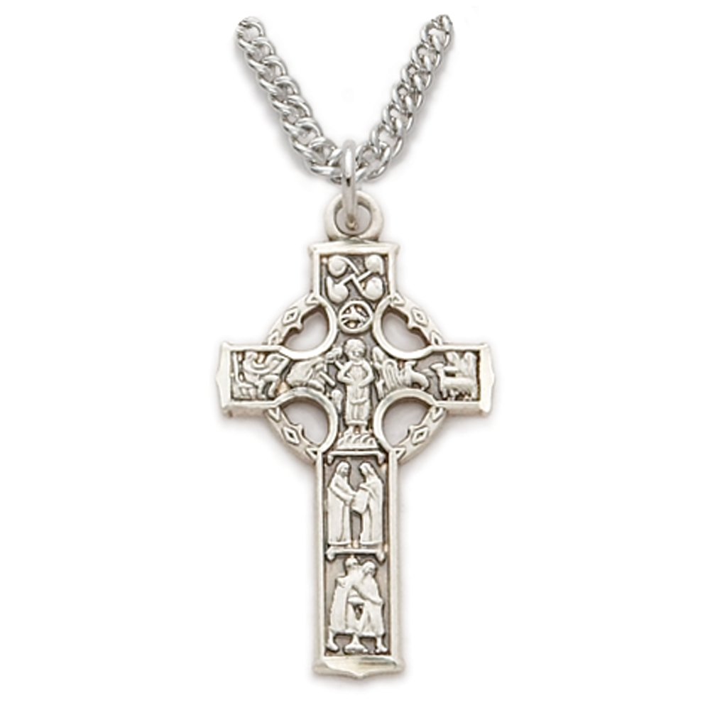 True Faith Jewelry Sterling Silver Celtic Cross Pendant Necklace - 1 1/8 Inch Religious Jewelry for Women & Men - Perfect for Church, Weddings, Baptisms & Everyday Faith Expression