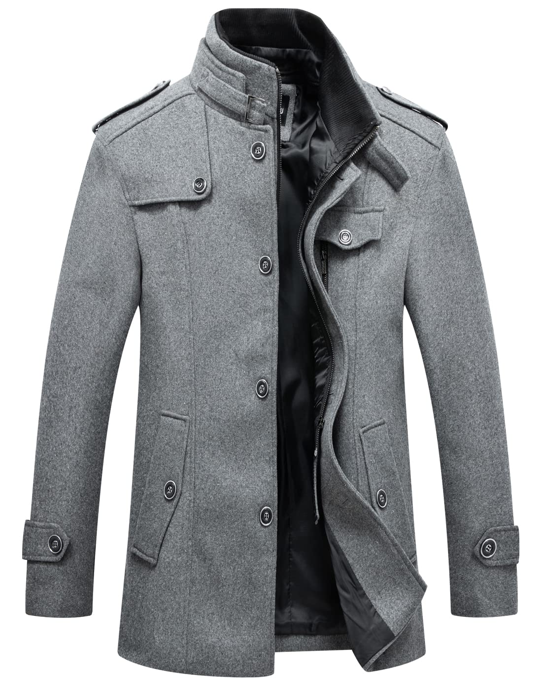 Stylish Men's Wool Blend Single Breasted Military Peacoat for Winter - Warm & Fashionable Outerwear for Casual, Office & Outdoor Activities