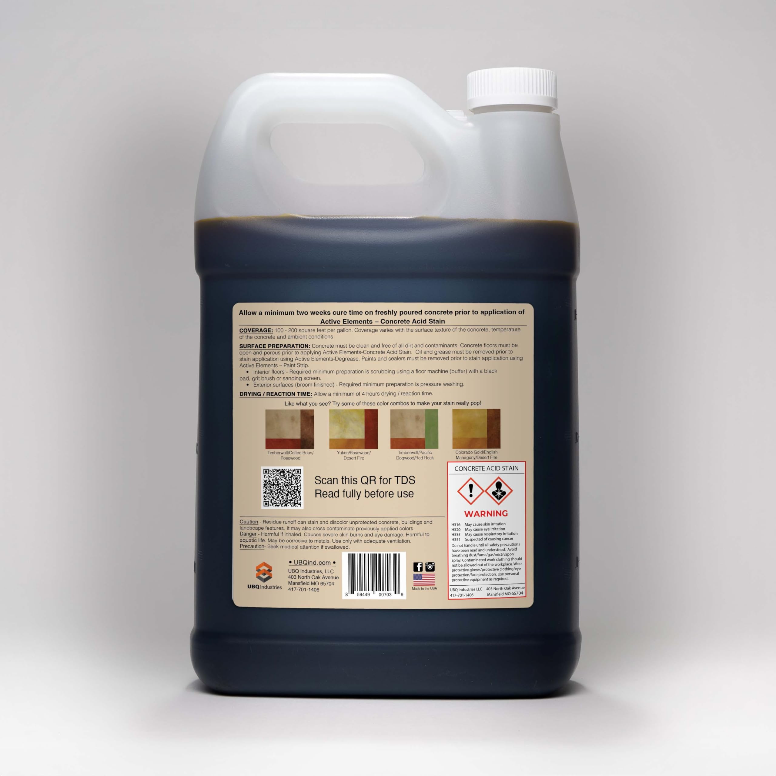 Timberwolf Concrete Acid Stain - Soft Brown Color (1 Gallon) for Floors, Patios & Driveways | Eco-Friendly & Durable
