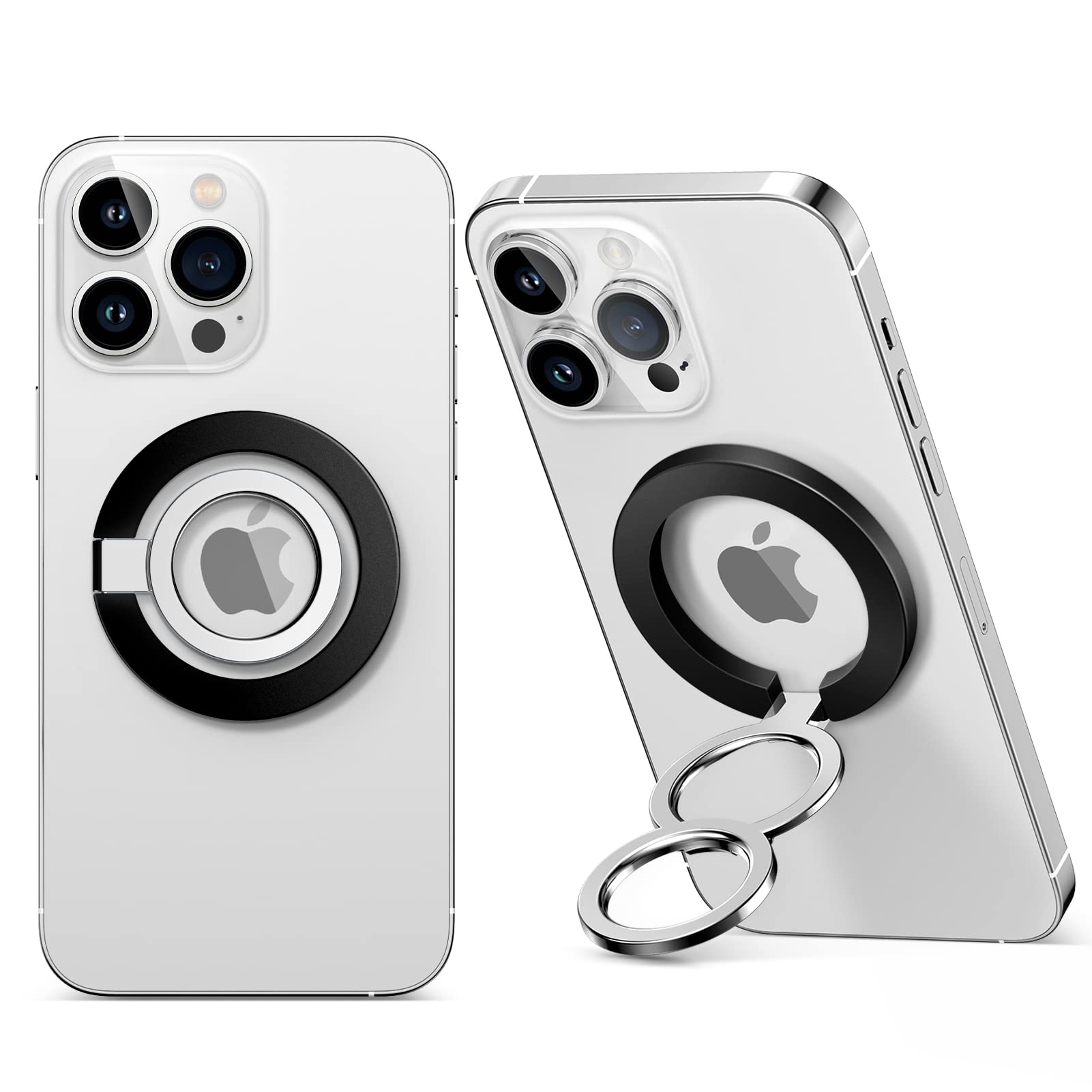 GVIEWIN Magnetic Phone Ring Holder - Adjustable Kickstand & Finger Grip Compatible with iPhone 14 Pro Max/13/12 Series & MagSafe Smartphones (Black) | Perfect for Hands-Free Viewing, Secure Grip & Mobile Photography