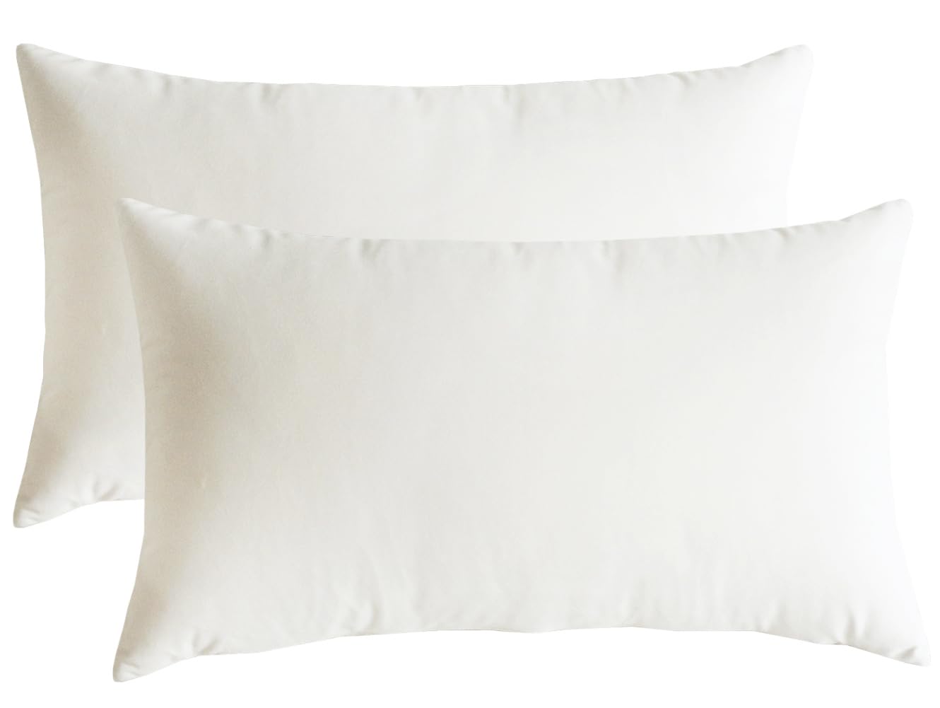 Velvet Cushion Covers (Pack of 2) - Soft Decorative Throw Pillow Cases 12x20 Inches (30x50 cm) for Sofa, Bedroom, Car - Creamy White - Perfect for Home Decor, Cozy Living Room Accents & Comfortable Travel Accessories