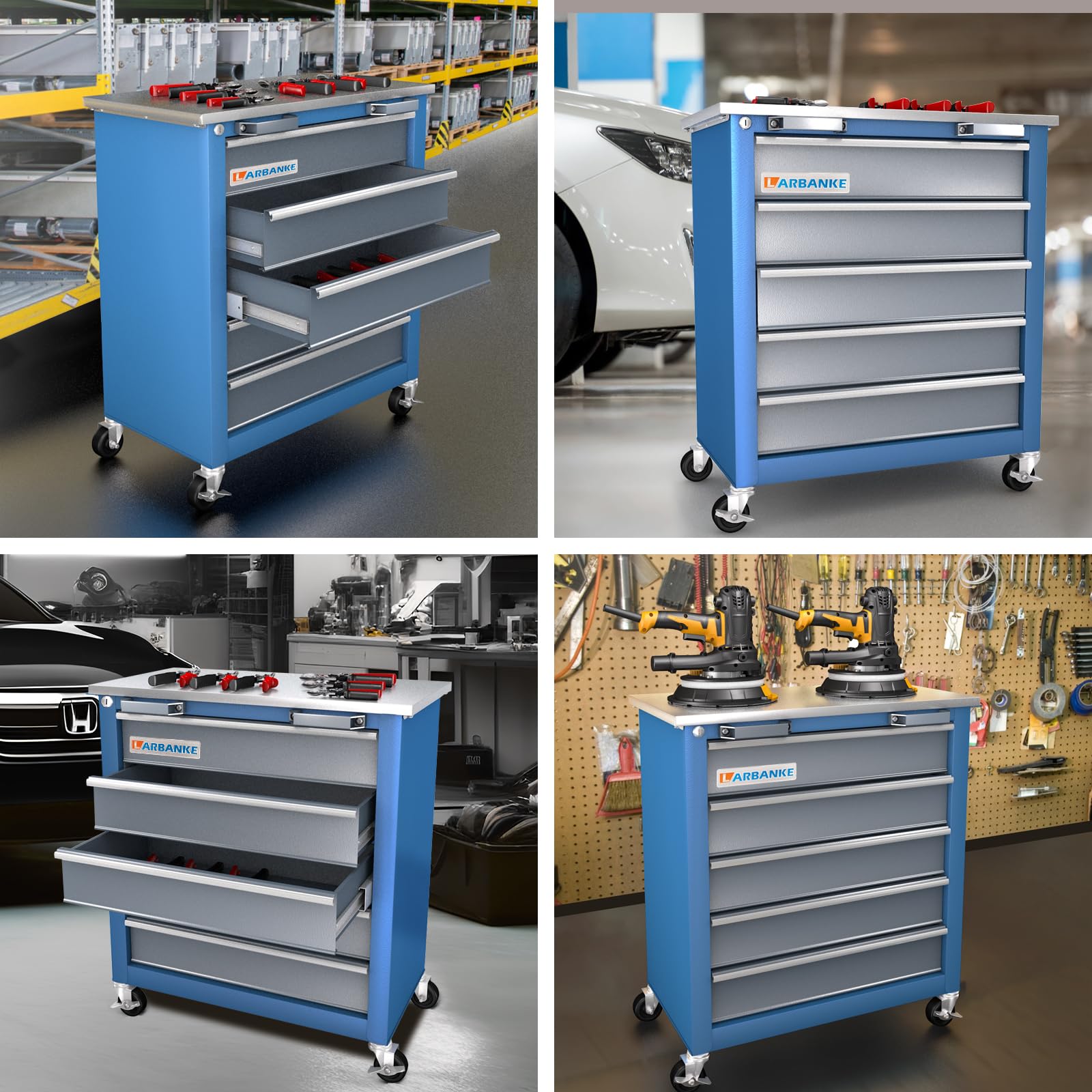 5-Drawer Rolling Tool Chest with Locking Mechanism - Heavy Duty Metal Tool Cabinet with Non-Slip Drawer Liners, Pearl Cotton Mats & 360° Swivel Wheels for Easy Mobility | Perfect for Garage Organization, Auto Repair Shops & DIY Workshops | Compatible with 7-Drawer Tool Cabinet Systems
