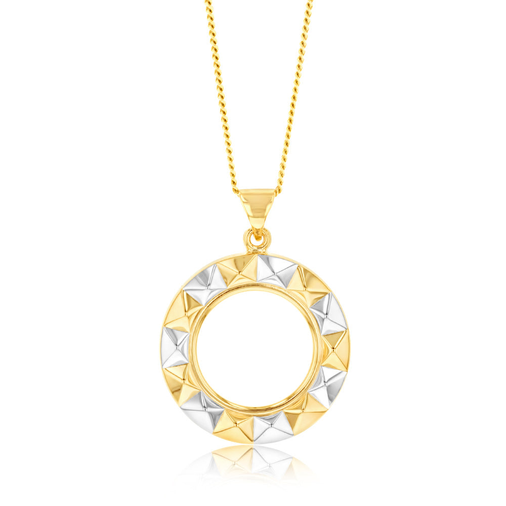 9ct Yellow & White Gold Geometric Circle of Life Pendant Necklace - Spiritual Jewelry for Women, Perfect for Gifts, Meditation & Everyday Wear