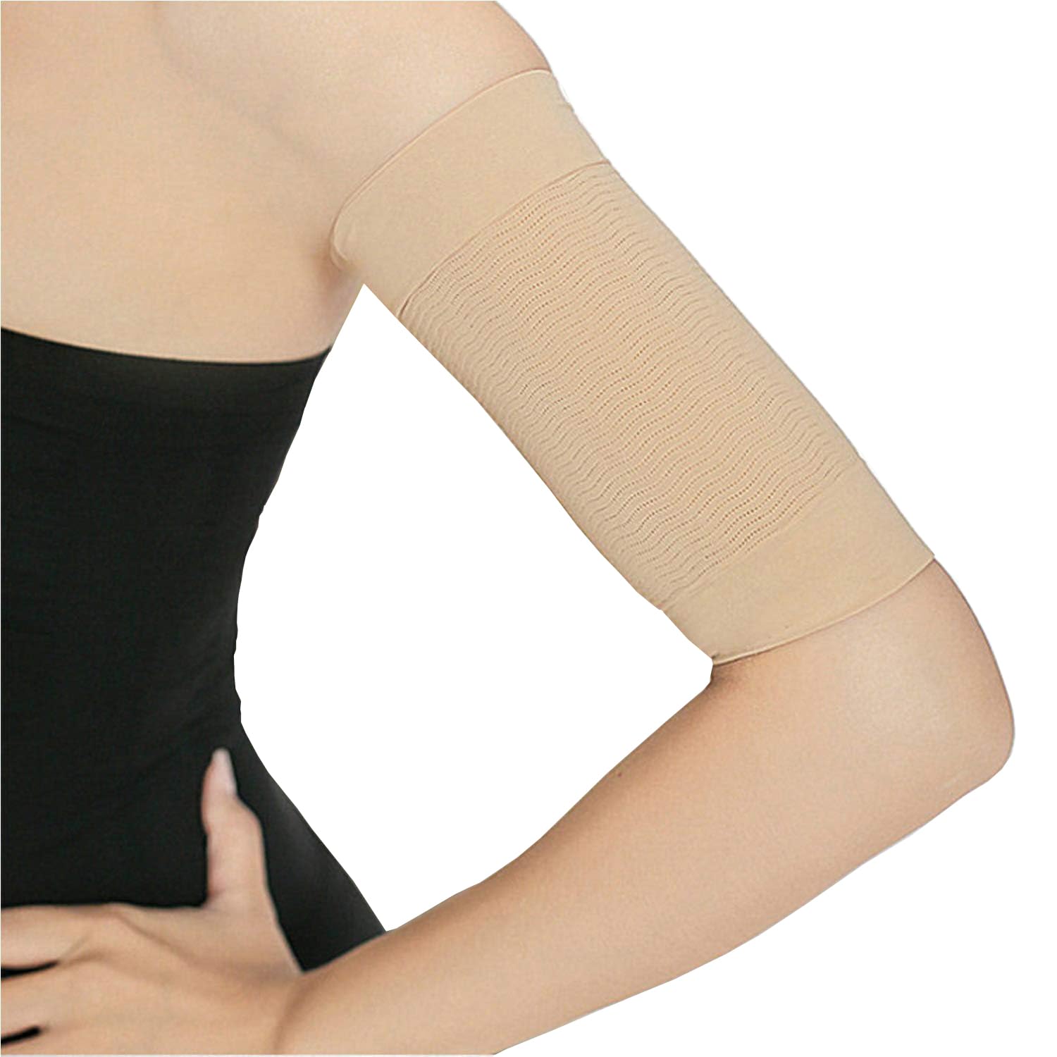 Acfun 2-Pair Arm Slimming Shaper Wrap Massager - Compression Sleeves for Women's Upper Arms, Toning & Massage, Beige | Perfect for Workout, Yoga & Daily Wear