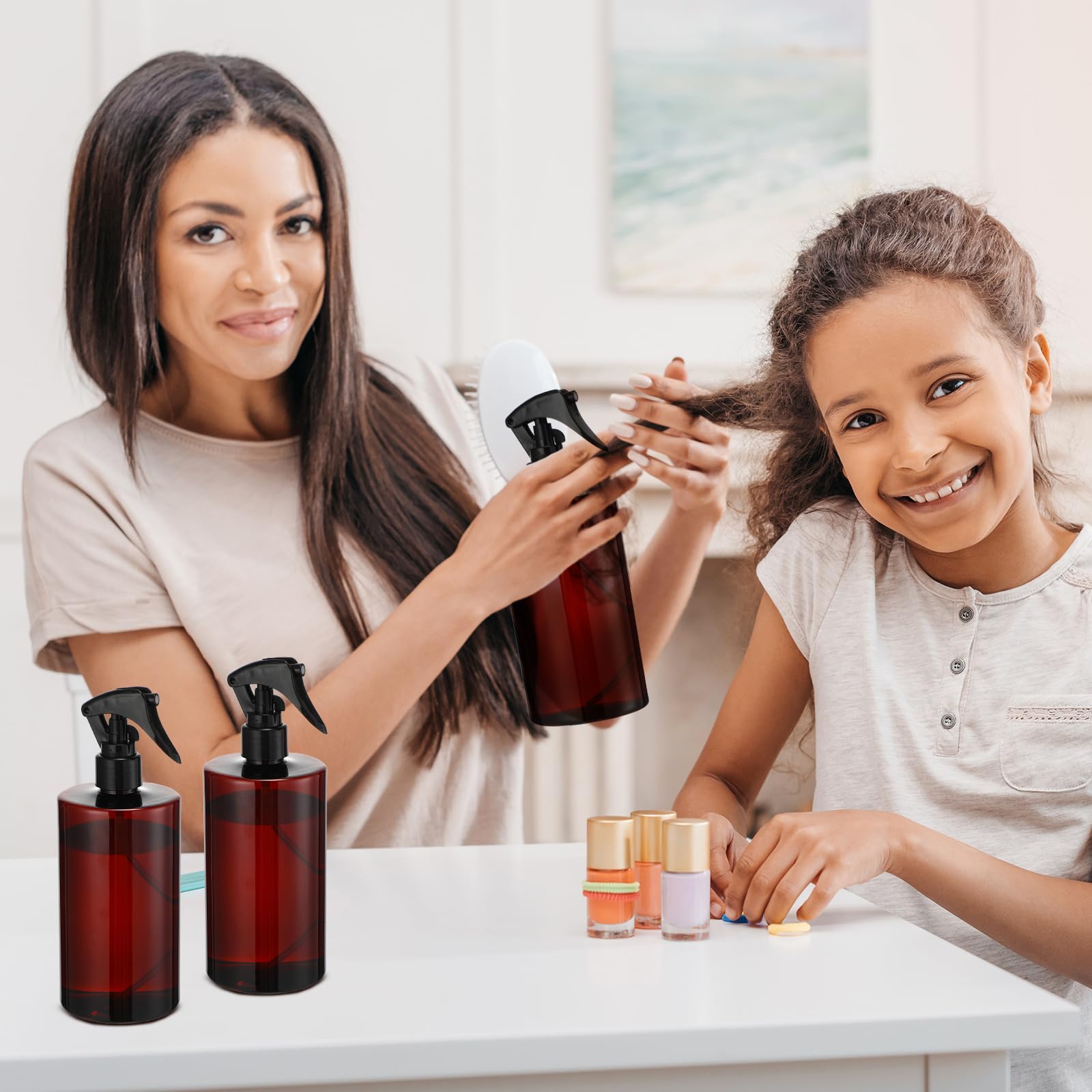 20 Pack 16 oz Amber Glass Spray Bottles - Refillable Plastic Bottles with Trigger Sprayers for Essential Oils, Hair Care, Cleaning Products & Water - Perfect for DIY, Home, Salon & Garden Use
