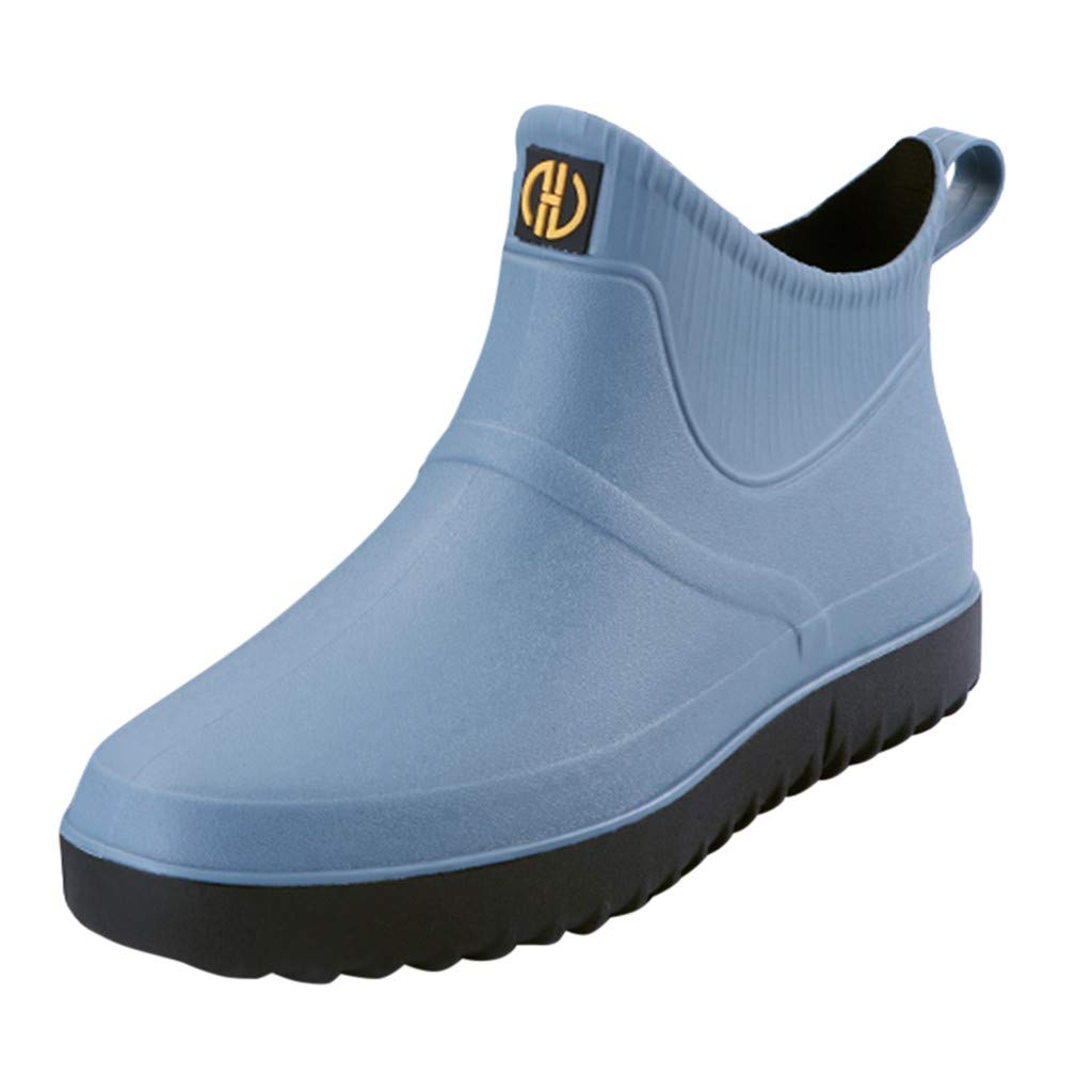 2022 Men's Waterproof Slip-On Casual Shoes - Lightweight Outdoor Rain Boots for Hiking & Walking (Blue, Size 9.5-10) | Perfect for Wet Weather, Garden Work & Daily Commute