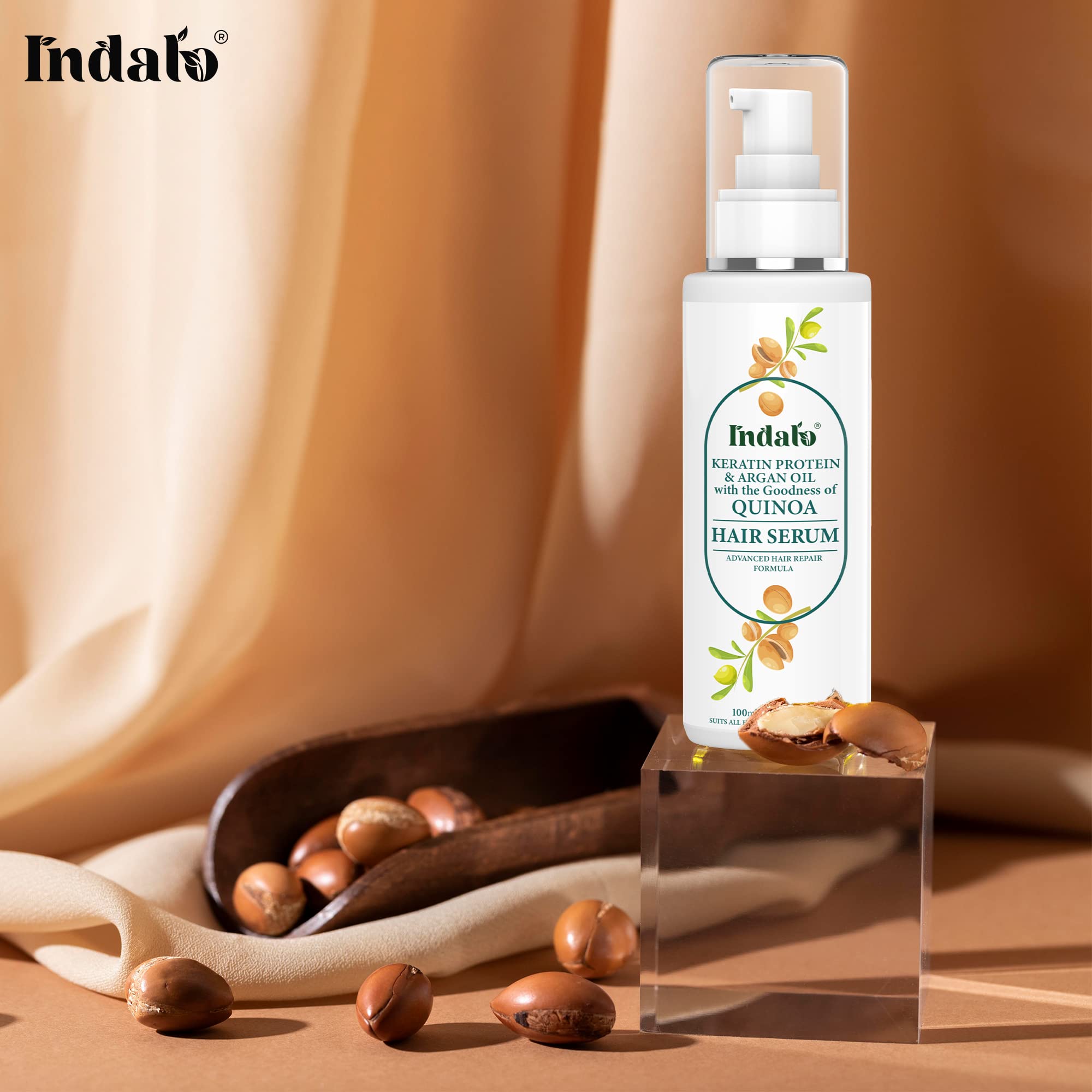 Indalo® Quinoa Protein Hair Serum with Keratin & Argan Oil - 100ml for Silky, Soft, Smooth & Shiny Hair | Reduces Breakage & Repairs Damage | Advanced Hair Repair Formula | Perfect for Daily Use, Styling & Heat Protection