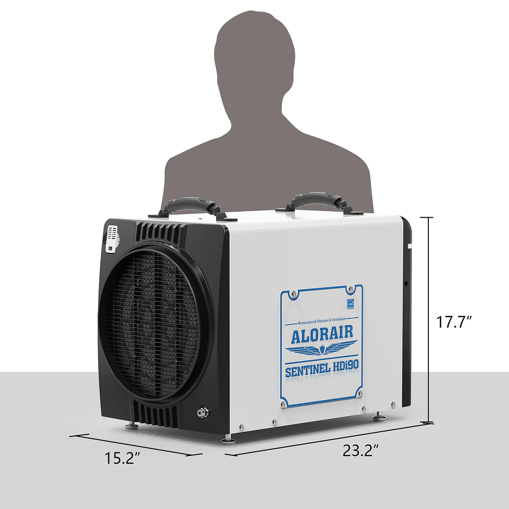 AlorAir HDi90 Ductable Basement Dehumidifier with Pump - 90 Pints Capacity for Crawl Space, Home & Commercial Use - Ideal for Damp Areas, Mold Prevention & Moisture Control