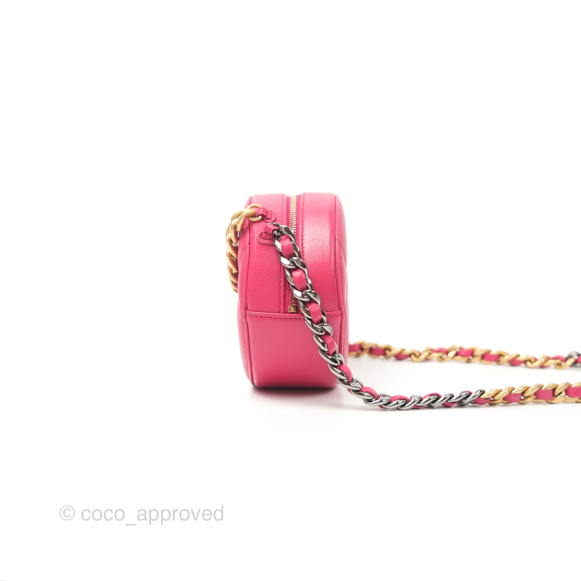 Chanel 19 Round Clutch with Chain - Dark Pink Mixed Hardware Crossbody Bag for Women | Luxury Evening Purse for Parties, Dinner Dates & Special Occasions