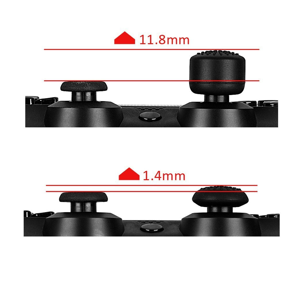 eXtremeRate 8 Red Silicone Rubber Precision Raised Analog Thumb Grips for PS4 Slim & PS4 Pro Controllers - Enhanced Gaming Performance for FPS, Racing & Action Games (ZXBJ1224)