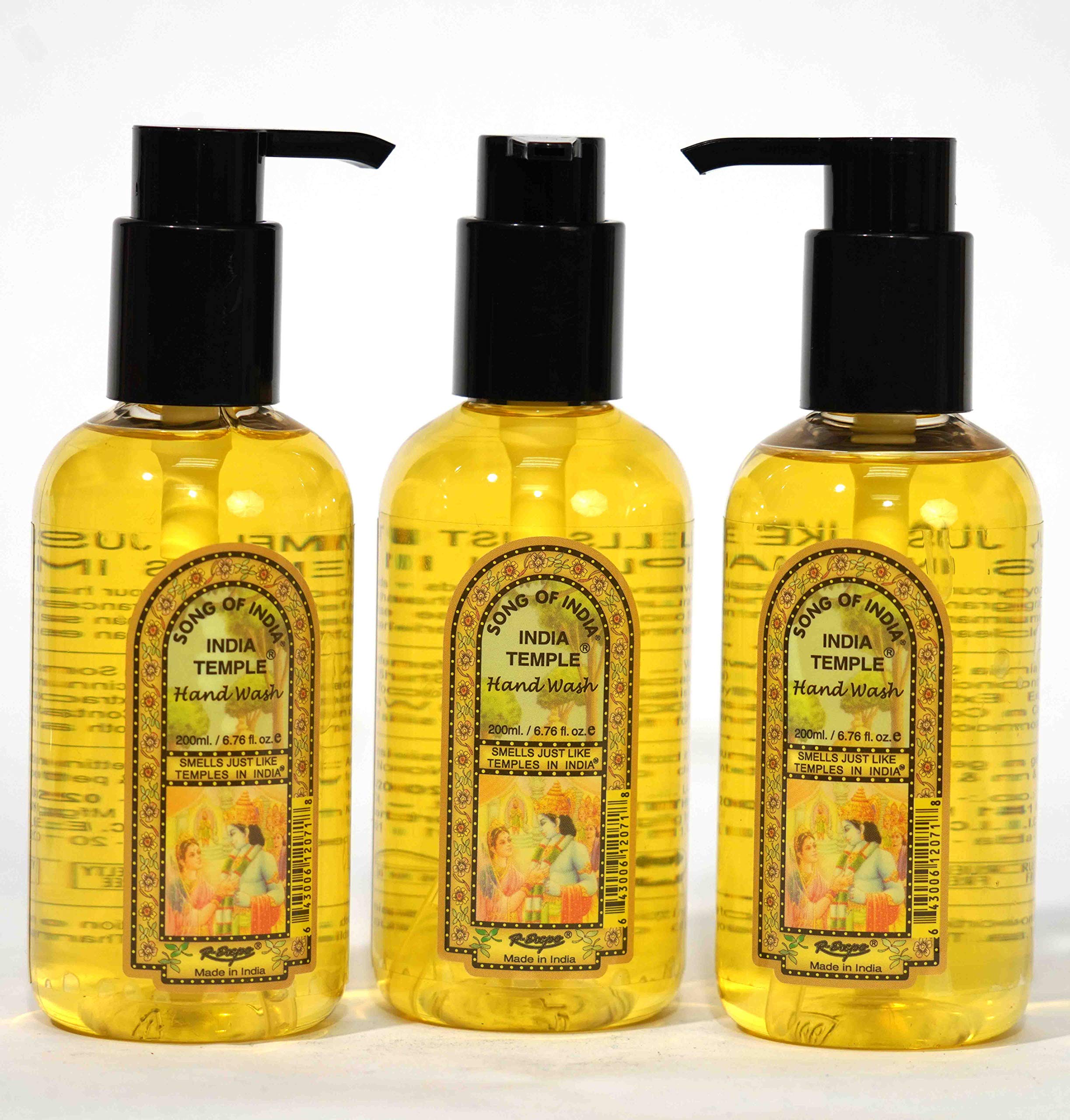 Song of India - Authentic India Temple Hand Wash 200ml (Pack of 3) | Ayurvedic Herbal Liquid Soap for Home, Spa & Religious Ceremonies