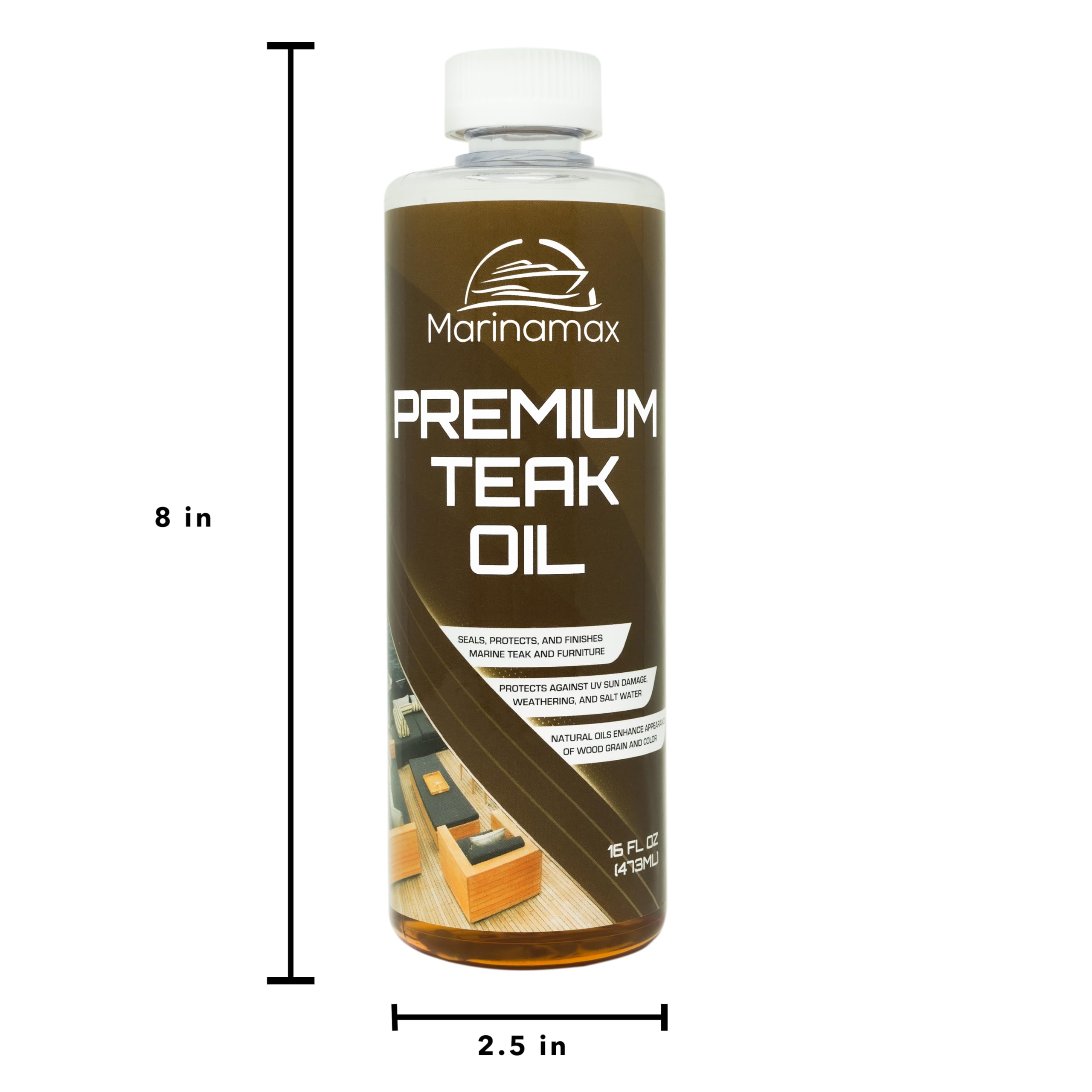 Premium Teak Oil 16 Oz - Natural Wood Finish, Protector & Sealer for Indoor/Outdoor Furniture | Restores & Protects Teak Wood on Boats, Decks, Patio Furniture | Ideal for Marine, Outdoor & Home Use