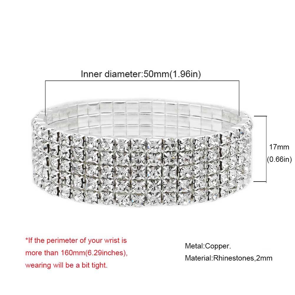 Sparkling Rhinestone Stretch Bracelet for Women - Silver & Gold Tone Elastic Bangle for Small Wrist | Perfect for Parties, Weddings & Everyday Elegant Wear