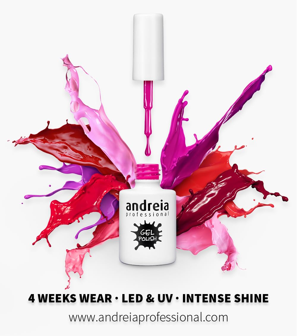Andreia Semi-Permanent Nail Gel Polish for UV/LED Lamp - Long Lasting 4 Weeks French Manicure with Intense Shine - Ballet BA4 Pink Glitter Nail Varnish (10.5ml) - Perfect for Salon, Home DIY & Special Occasions