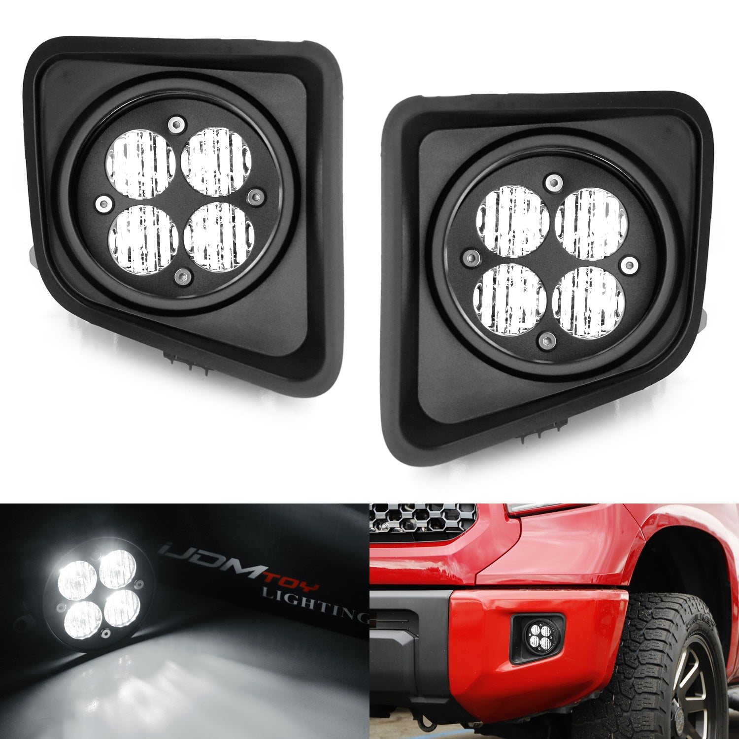 2014-2021 Toyota Tundra White LED Wide Angle SAE Fog Light Kit - Clear Lens, Flood Beam for Enhanced Visibility in Fog, Rain & Off-Road Driving