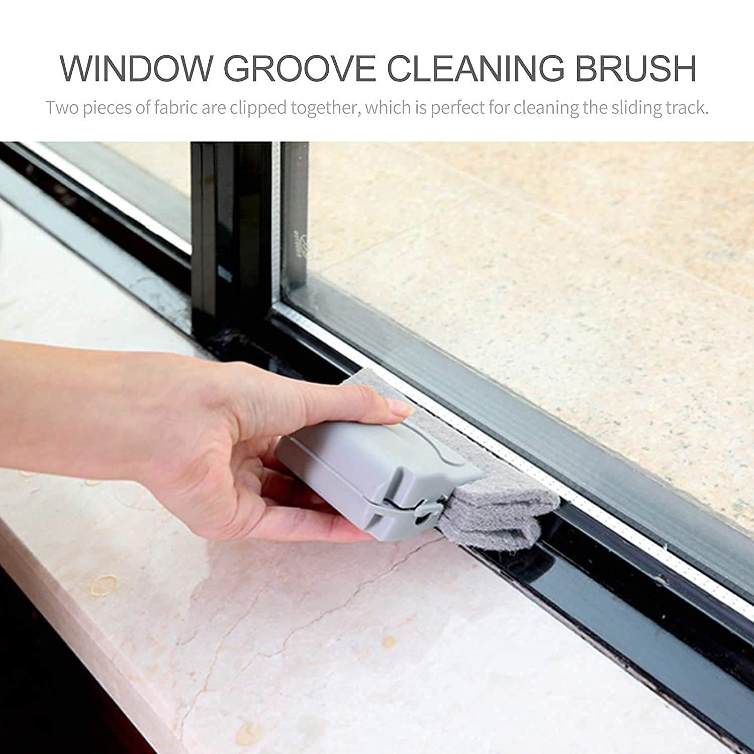 Window Track Cleaning Brush - Dual Head Dust Brush for Window Grooves, Door Slots & Hard-to-Reach Areas - Perfect for Home, Office & Car Cleaning