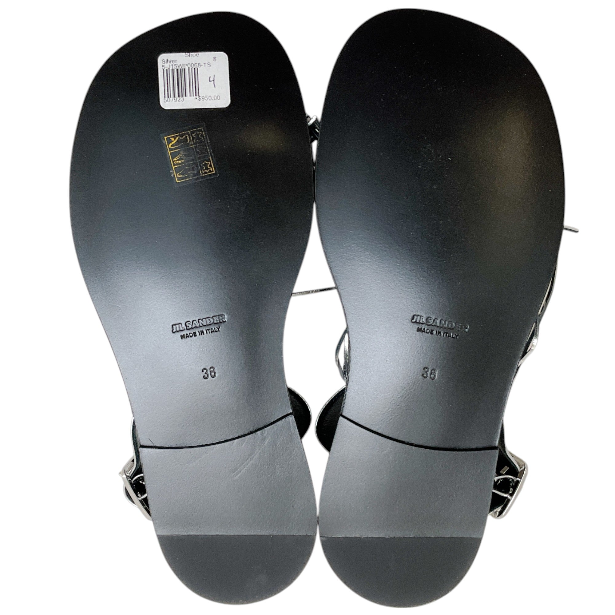 Jil Sander Women's Silver Leather Fringed Sandals - Stylish Summer Slide Sandals for Beach, Vacation & Casual Outings