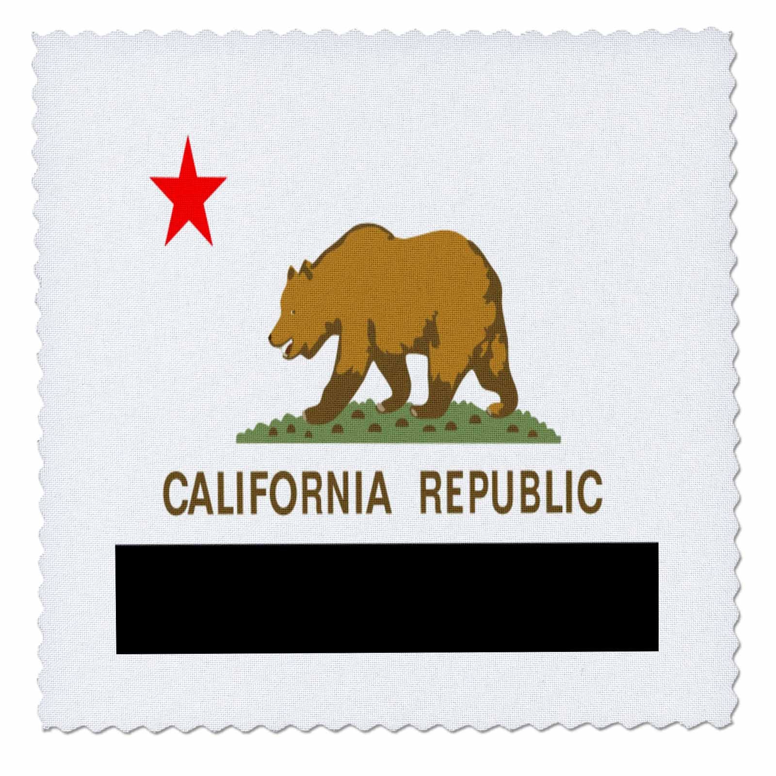 3D Rose California State Flag Quilt Square - 10x10 Inch Quilting Fabric Patch for DIY Crafts, Home Decor, and Sewing Projects