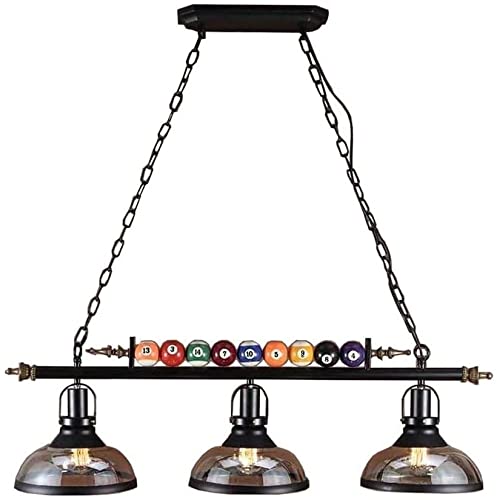 Vintage 3-Light Billiard Chandelier - Nordic Wrought Iron Pendant Lighting for Pool Room, Restaurant, Café, Bar, Club & Bedroom - Perfect for Industrial & Retro Decor
