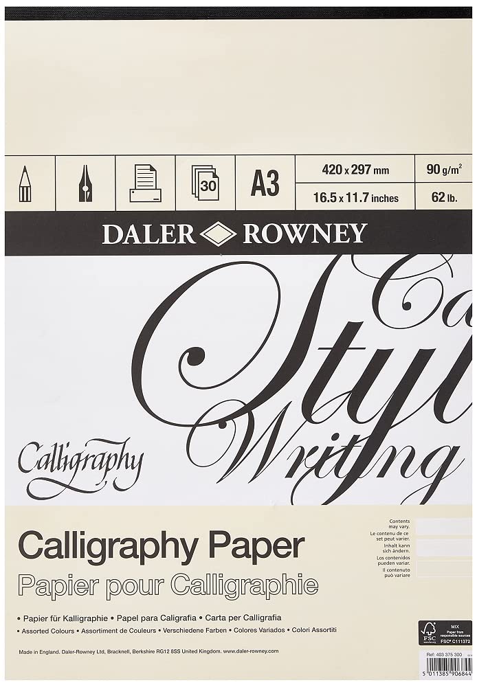 Daler Rowney A3 Calligraphy Pad - Premium Sketchbook for Calligraphy, Hand Lettering & Art Projects - Perfect for Artists, Beginners & Crafting Enthusiasts