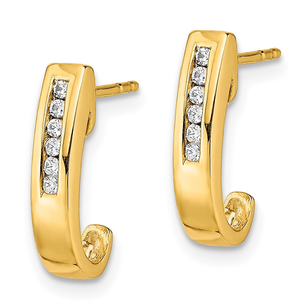 14K Gold Diamond J Hoop Post Earrings for Women - EM5492 010 YA - Elegant Everyday & Special Occasion Jewelry Gift