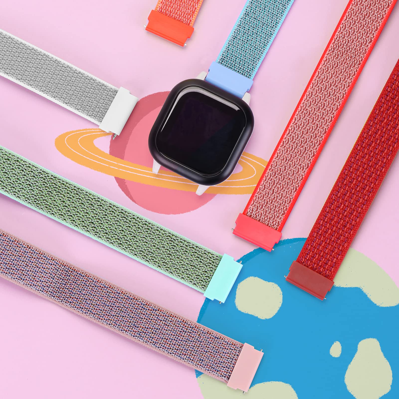MHunter Kids Nylon Watch Band - 20mm Soft Breathable Sport Hook Loop Strap for Gizmo Watch 3 2 1 / Gabb Watch 3 2 1 / SyncUP Watch - Durable Replacement Smartwatch Bands for Boys & Girls - Perfect for School, Sports & Outdoor Activities
