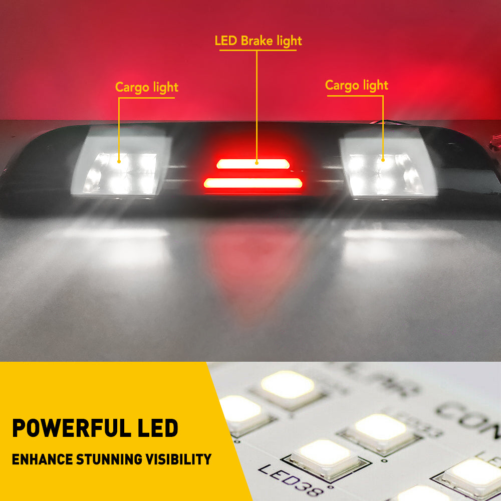 Smoked LED Third Brake Light for 2014-2018 Chevy Silverado & GMC Sierra 1500/2500/3500 HD Trucks - Upgrade Rear Safety Lighting for Night Driving & Towing