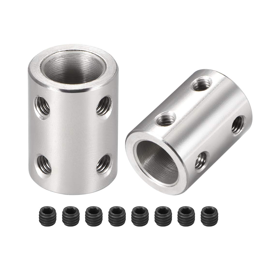 Stainless Steel 10mm to 10mm Bore Rigid Coupling Set Screw L22XD16 - Shaft Coupler Connector for 3D Printers, Motors, CNC Machines (2pcs) - Perfect for DIY Projects, Robotics, and Industrial Equipment