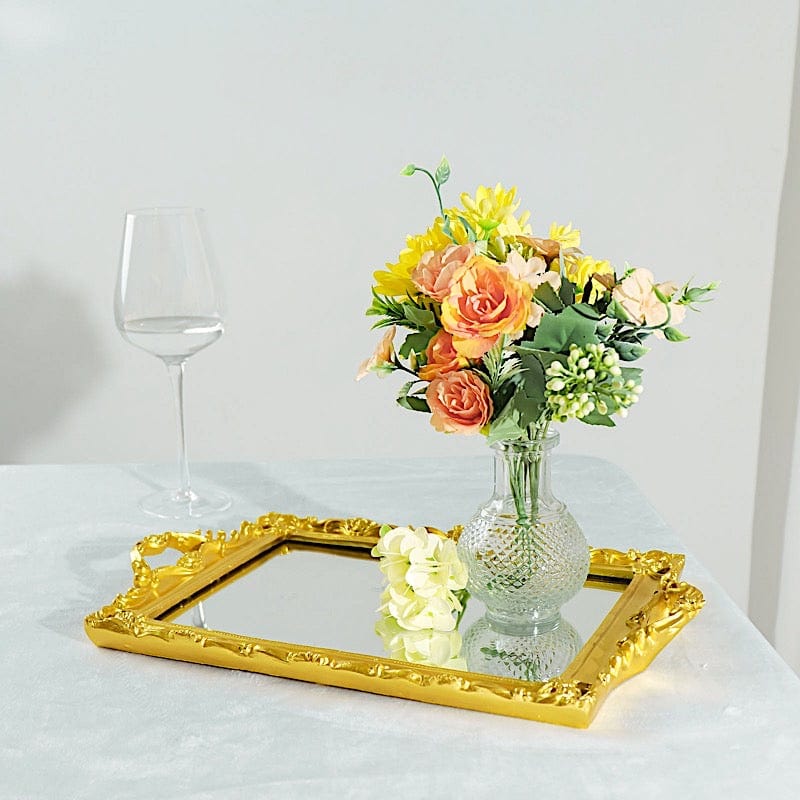 15x10 Inch Metallic Rectangular Mirror Serving Tray with Handles - Elegant Party Decor, Cocktail Serving, Home Decor & Gift Idea for Weddings, Hostess & Housewarming