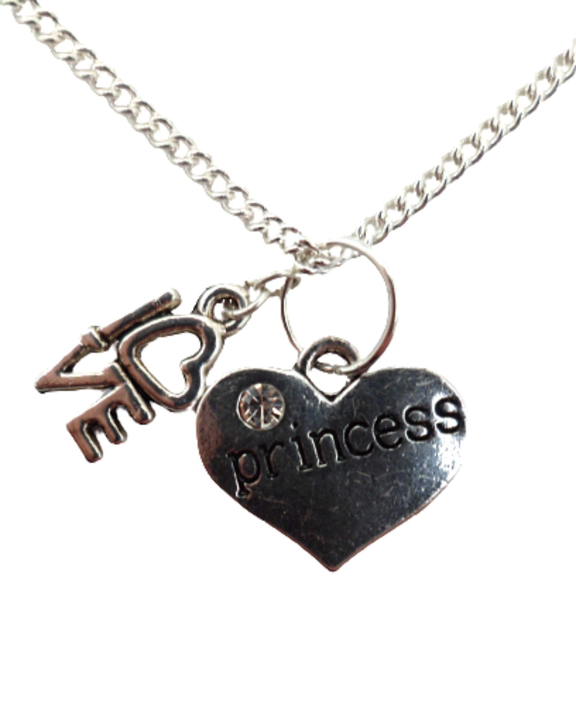 Sterling Silver Plated Princess Love Heart Gem Charm Necklace for Women - Elegant Gift for Valentine's Day, Anniversary & Special Occasions