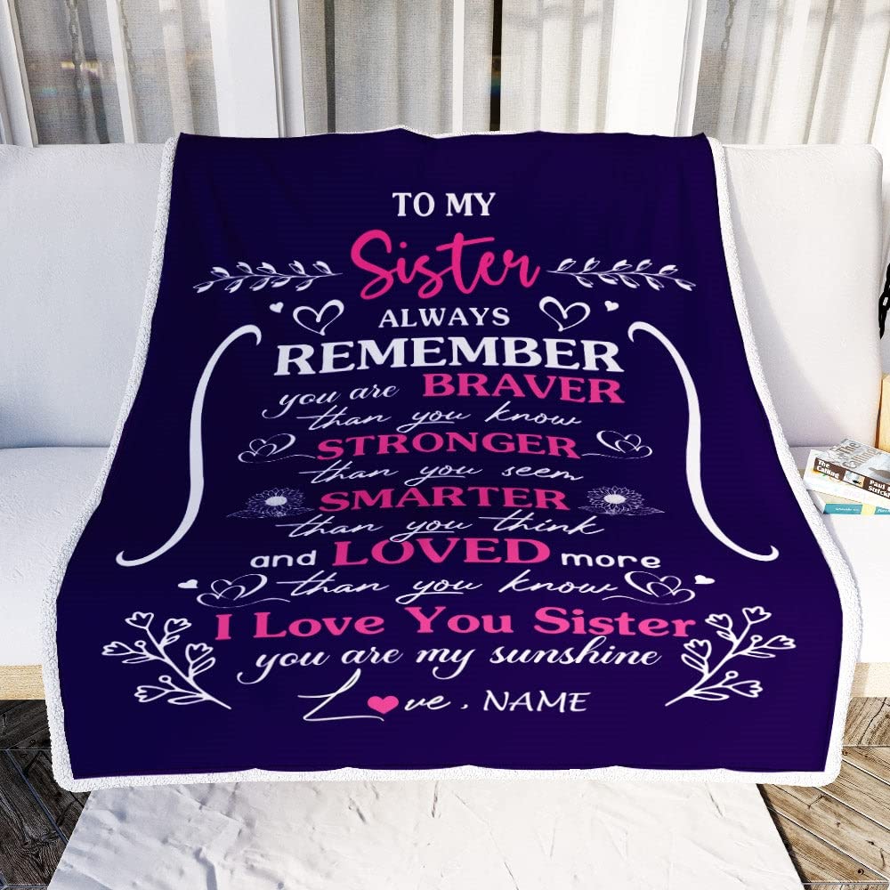 Customized 'I Love You Sister' Fleece Throw Blanket - Personalized Birthday Gift for Sister, 50x60 Inch Youth Size - Perfect for Bedroom Decor, Cozy Nights & Heartwarming Surprises