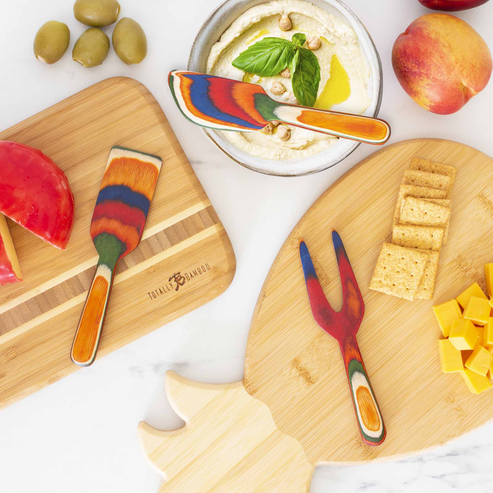 Baltique® Marrakesh Collection - 3-Piece Stainless Steel Cheese Knife Set with Wooden Handle for Cheese Platter, Charcuterie Board & Wine Pairing (Cheese Slicer, Fork & Spreader) - Perfect for Parties, Gifts & Entertaining