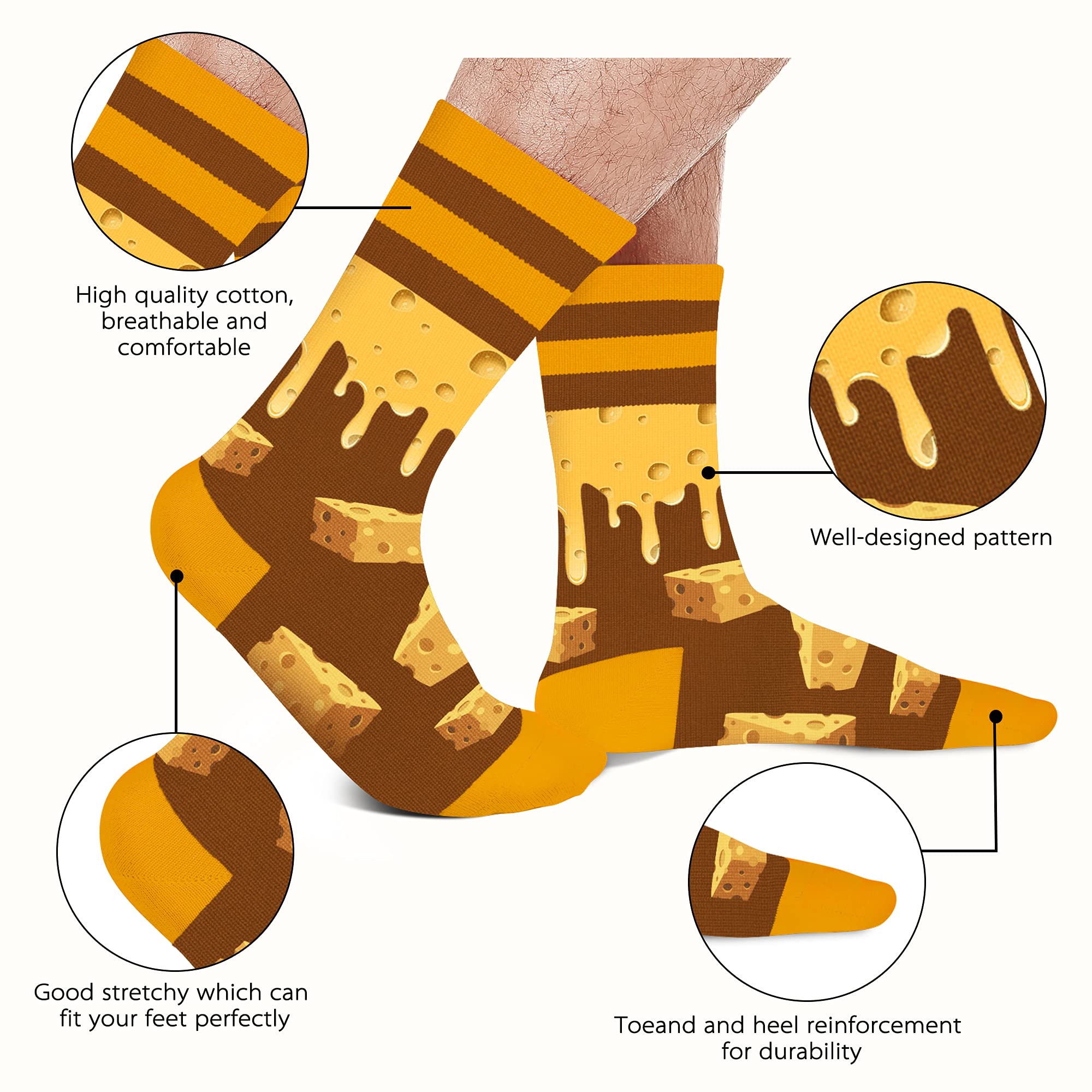 AGRIMONY Funny 3D Printed Socks for Men, Women & Teens - Cute Novelty Dress Socks with Food Patterns - Perfect Gift for Birthday, Christmas & Casual Wear