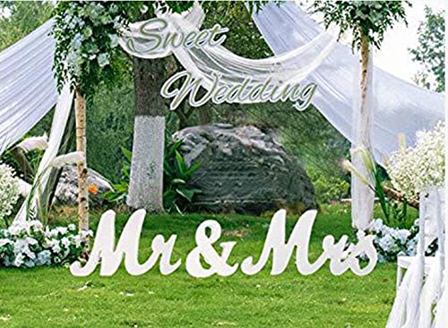 Mr. & Mrs. Wedding Table Sign - Elegant Wooden Decoration for Wedding Reception, Home Decor, and Anniversary Gifts (White) - Perfect for Wedding Centerpieces, Bridal Showers, and Newlywed Home Decor