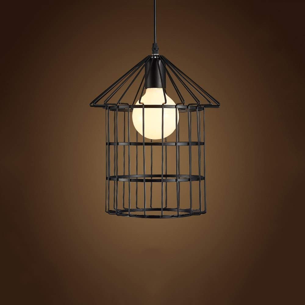KUXY Black 1-Light Bird Cage Chandelier - Vintage Iron Ceiling Pendant Lamp for Bedroom, Restaurant, Living Room & Halloween Decor - Elegant Home Lighting Fixture for Dining Room, Aisle & Indoor Spaces