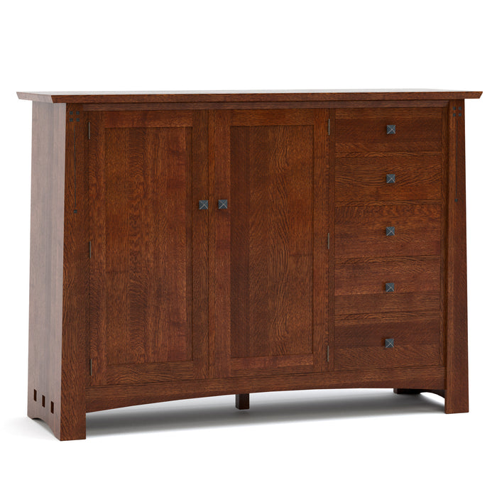 Highlands Low Armoire - Modern Wooden Wardrobe with 3 Drawers & Hanging Space for Bedroom, Closet & Dorm Organization | Perfect for Small Spaces & Home Decor