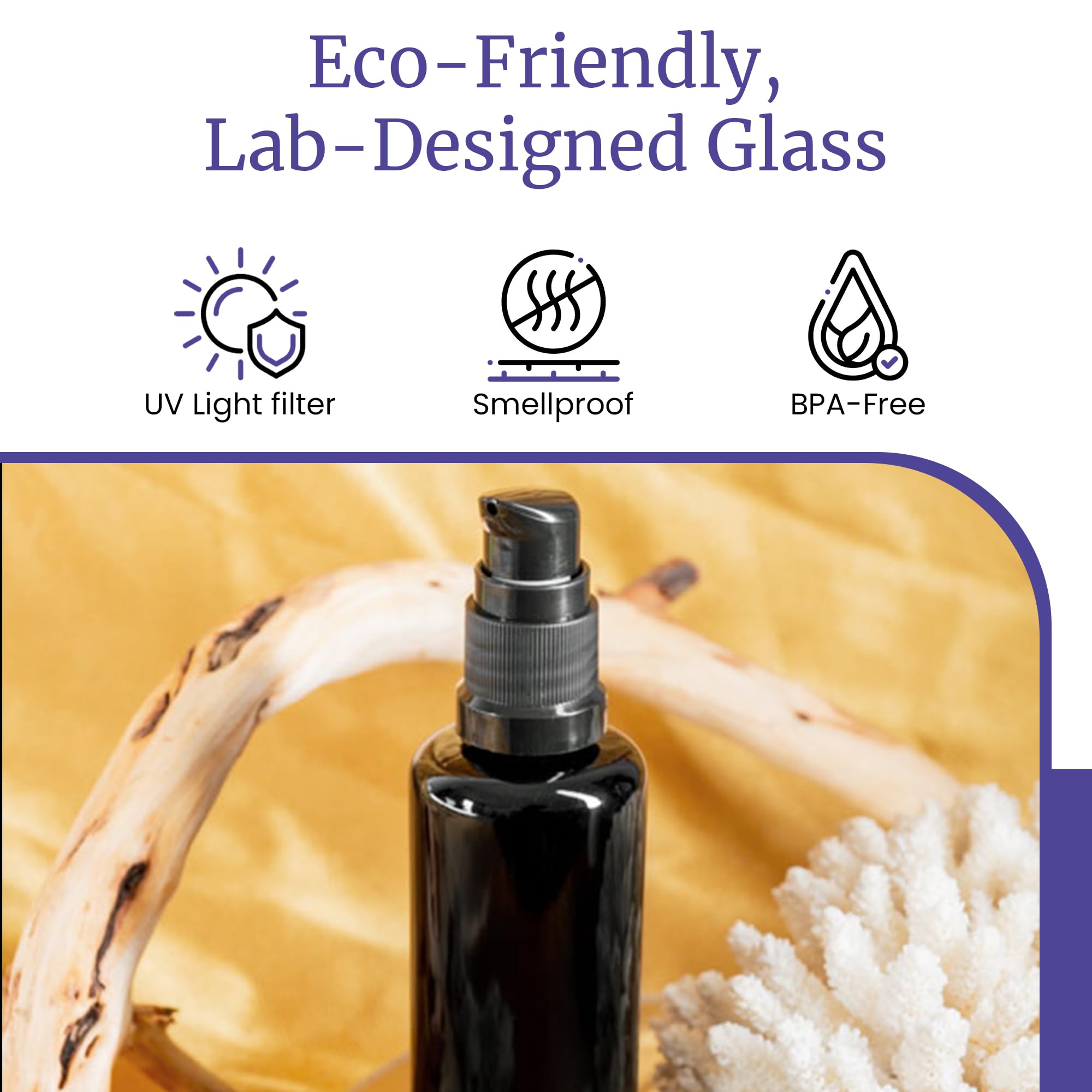Infinity Jars 30ml (1oz) UV Glass Push Pump Bottles - 10-Pack Refillable Containers for Lotion, Cosmetics, Skincare | Perfect for DIY Creams, Shampoo, Conditioner Storage & Travel | Eco-Friendly Makeup Dispenser Bottles for Home & Salon Use