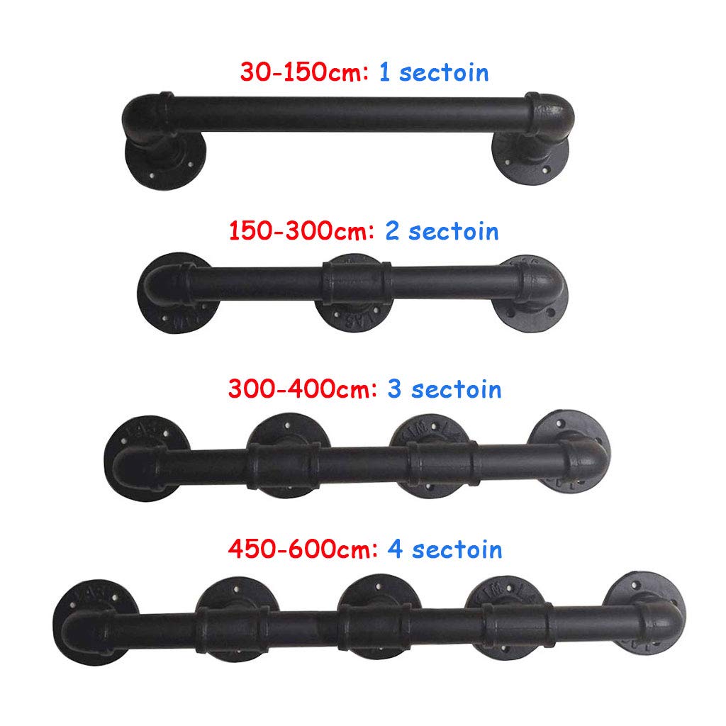 OUG Wall-Mounted Safety Handrail - Indoor/Outdoor Black Wrought Iron Stair Railing with Anti-Slip Grip for Elderly, Kids & Disabled (Custom Size) - Perfect for Bathrooms, Stairs, Porches & Senior Living Spaces